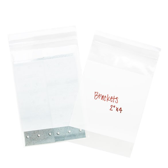 White Block Zipper Bag in 4x6" size. 