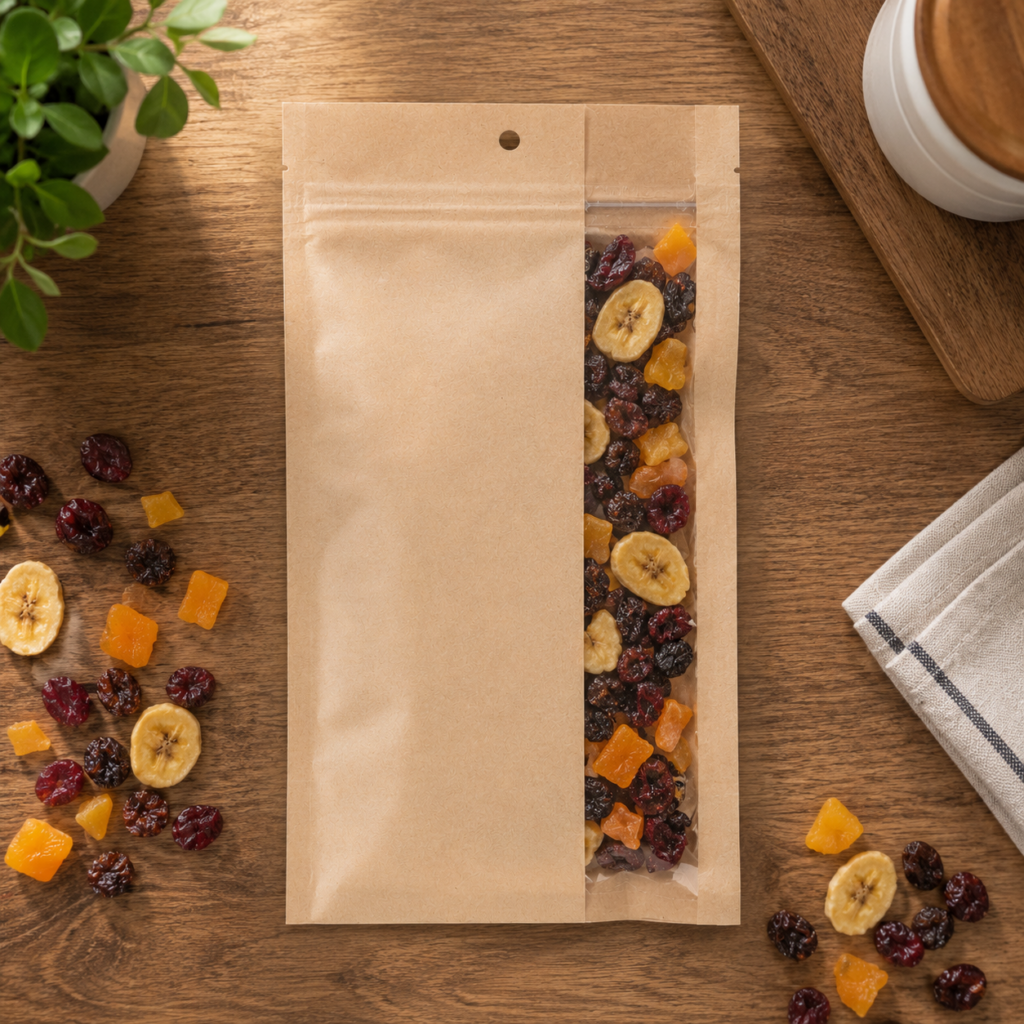Barrier Bags (like HZBV6K pictured above) keep out moisture- ideal for taking dried fruit with you on the trail!
