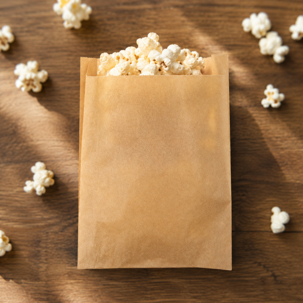 Product Spotlight: The GPB4K Grease-Resistant Kraft Paper Bag is ideal for fresh popcorn, pretzels, churro bites, cookies, and other concession-style snacks. Its expandable gusset allows room for bulkier products while the food-safe kraft paper delivers a warm, homemade aesthetic.