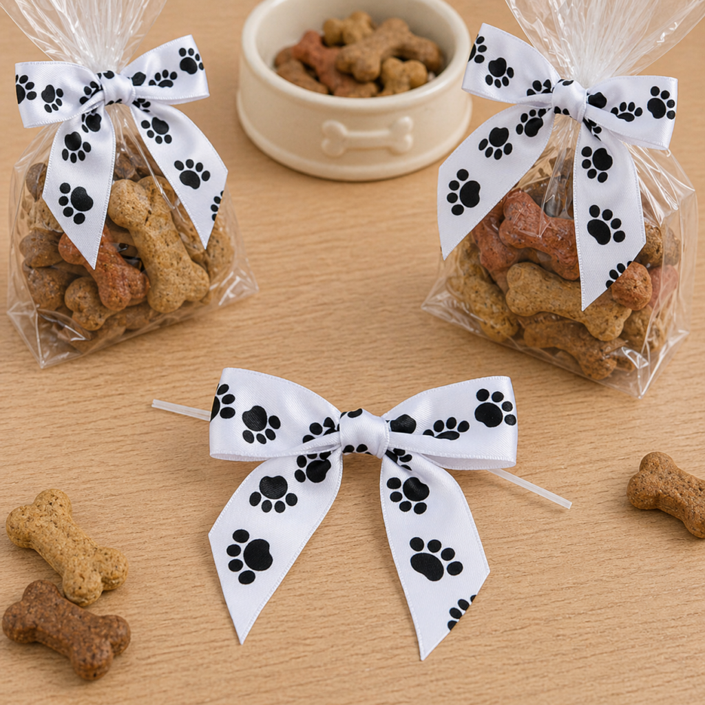 Pre-tied bows (like PBOWP shown above) enhance presentation.