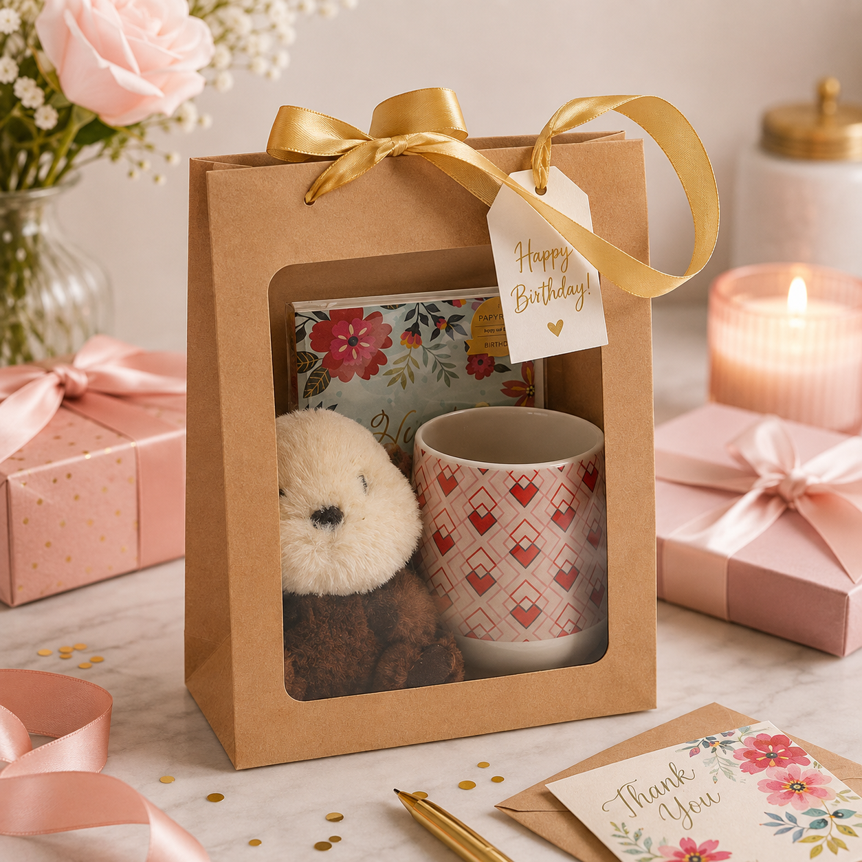 ClearBags Gift Merchandise Bags (like GMBW2K pictured above) are a great way to present a complete gift.