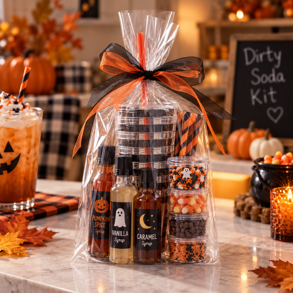 A large Flat Bottom Gusset Bag (like GB18 shown above) is great for a party favor like a DIY dirty soda kit! 