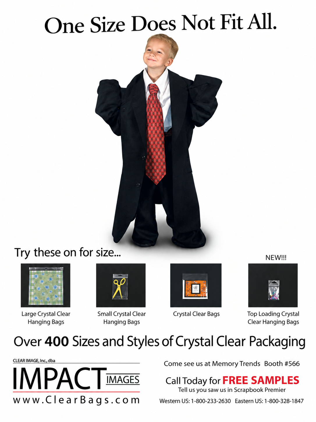 An early Impact Images advertisement showcasing ClearBags’ growing selection of Crystal Clear Packaging.
